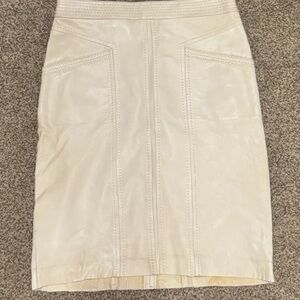 BCBGMaxAzria Cream Leather Pencil Skirt